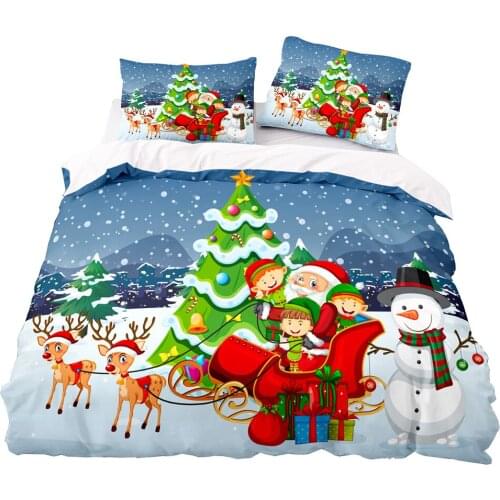Cartoon Style Christmas In Winter Pattern Duvet Cover Set 150x200 With Pillowcase,228x228 Quilt Cover,King Size Bedding Set