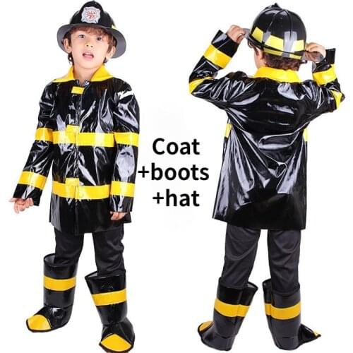 Firefighter Work Wear Uniform Fireman Sam Cosplay Carnival Halloween Costumes for Kid Party Girl Boy Disguise Anime Clothing Set