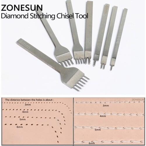 ZONESUN Spacing Punch Tool For Leather Hole Punches Tool Lacing Stitching Sewing DIY Leather Craft Tools 1/2/4/6 Prong