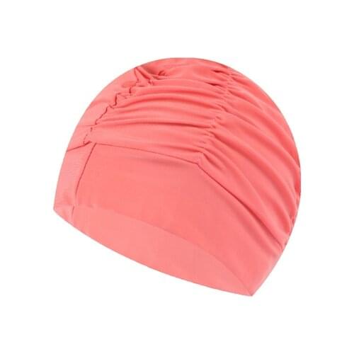 2020 Pure Color Women Swimming Cap Swim Pool Beach Protect Ears Hair Fabric Bathing Hat For Girls Long Hair Lady Swim Cap