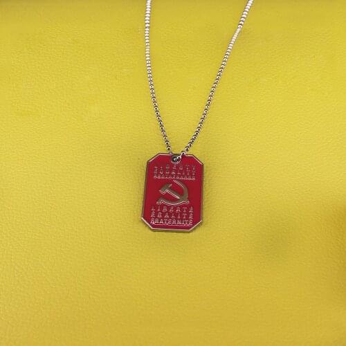 Soviet red star necklace engraved "Liberty equality brotherhood" pendant Russian socialist communist jewelry friendship patriot