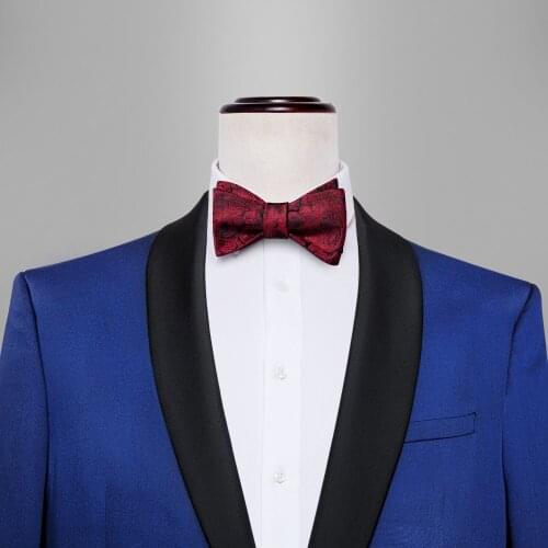 Wedding Tie for Men Silk Bowtie Solid Red Self-tie Bow Tie Paisley Butterfly Bows Floral Neck Bows Tie Cufflinks Barry.Wang