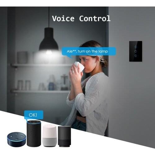 Wi-Fi Smart Dimmer Touch Switch Voice Control Compatible with Alexa Google Home APP Remote Control Schedule Family Share Light