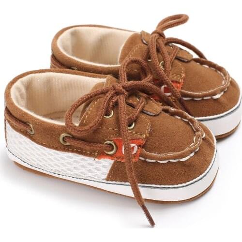 Vintage PU Leather Baby Shoes Non-Slip Newborn Infant T-tied First Walkers Baby Boy Shoes Toddler Lace-UP Soft Sole Shoes