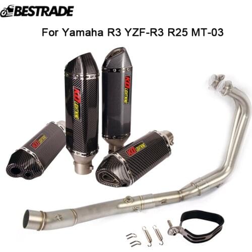 Motorcycle Exhaust System 51mm Muffler Tips Header Connect Pipe Slip 51mm Muffler For Yamaha YZF-R3 MT-03 R25 Stainless Steel