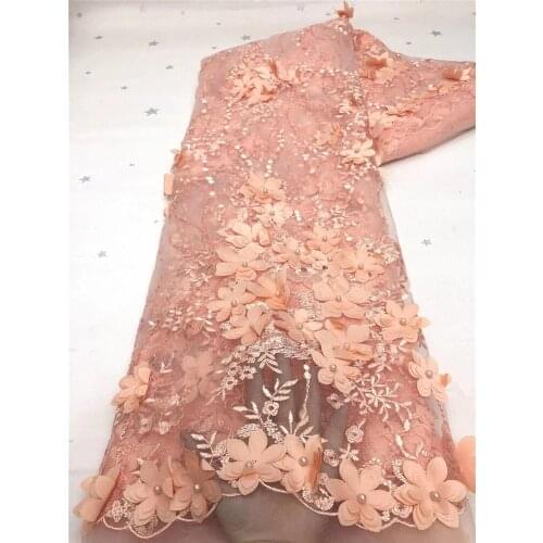 High-quality 3D appliques with exquisite bead embroidery, French tulle lace, suitable for ladies dresses