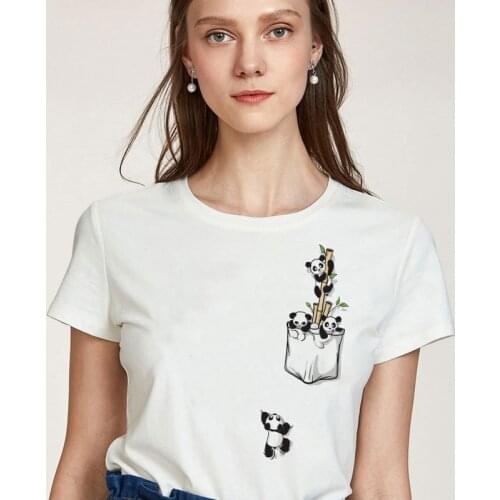 2021 Anime Kawaii Panda Print Women T Shirt Blouses Female T-shirt Women Clothes White Streetwear Casual Fashion Tops Tshirts