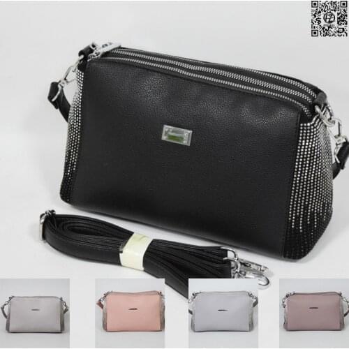 Womens bag, posess store, jb50-23, three isolated departments, on the sides of rhinestones