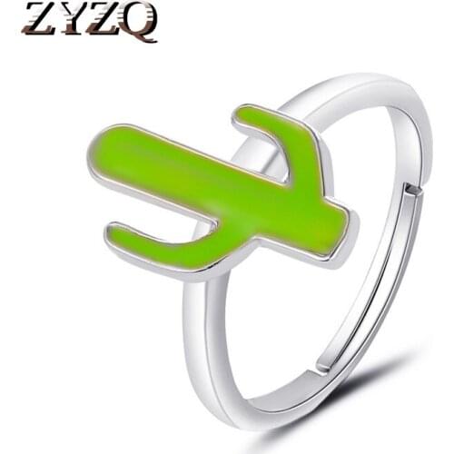 ZYZQ Forest Cactus Women Ring Cartoon Plant Ring Creative Opening Adjustable Index Finger Ring