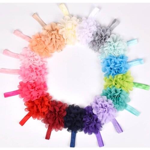 4" Flowers Baby Headbands 1PC Cute Chiffon Floral Girl Headband Newborn Photo Props Kids Headwear 16 Color Options