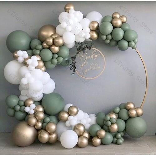 137pcs Retro Green White Balloon Garland Arch Wedding Decoration Gold Latex Air Balloons Pack Baby Shower Birthday Party Decor