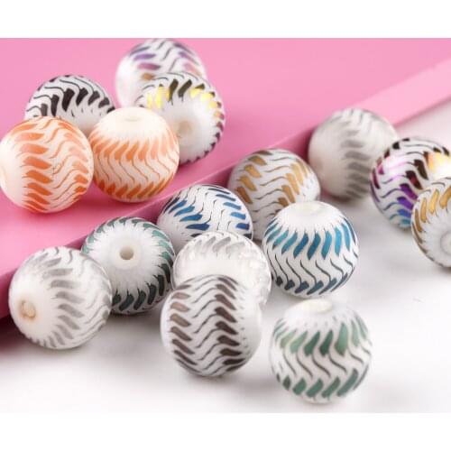 20PCS 10mm Fashion Ceramic Round Beads DIY Hole Beads For Bracelet Necklace Jewelry Making
