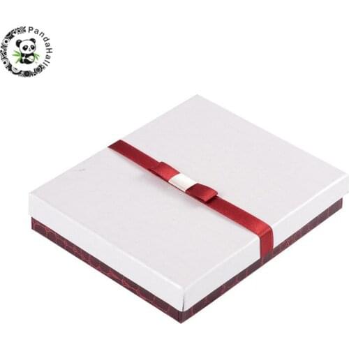 20pcs/lot 16x13x3cm Cuboid Jewelry Set Cardbord Gifts Boxes, White with Sponge and Ribbon Carrying Cases For Packaging & Display