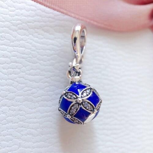 2019 Winter Blue Christmas Ornament Dangle Charm 925 Sterling Silver Charms Beads Fit Bracelets DIY Women Christmas Gift Jewelry
