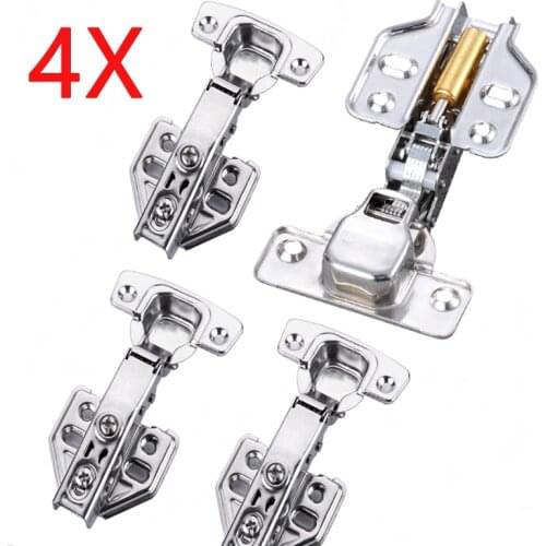 4 Pieces Cabinet Hinge Hydraulic Super Mute Stainless Steel Furniture Door Hinges Copper Core Damper Buffers Soft Close Cupboard