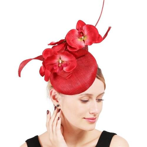 4-Layer Linen Vintage Sinamay Fascinators Hat Gorgeous Headwear Women Elegant Wedding Flower Headpiece Ladies Hair Accessories