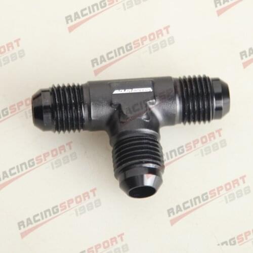 6AN AN6 AN-6 Male Flare Union Tee T-piece Fitting Adapter Aluminum Black