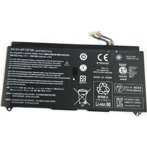 AP13F3N New For Acer Aspire S7-392 S7-392-9890 S7-391-6822 Ultrabook AP13F3N 2ICP4/63/114-2 7.5V 47Wh 6280mAh Laptop Battery