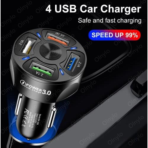 4U Port Car Charger 5V 3A Quick Charge 3.0 4.0 Portable Fast Charging Adapter For Xiaomi iPhone Mobile Phone in Car Car-Charger