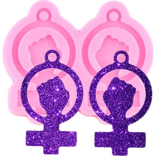 Shiny L/M/S Black Lives Matter Fist Shape Earring Silicone Mold Handmade Pendant Keychain Molds Necklace Making Jewelry Mould