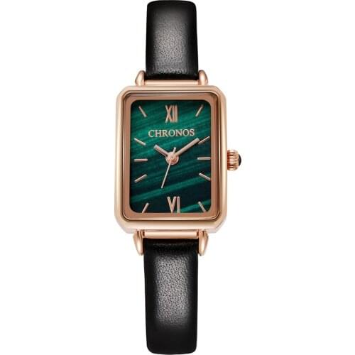 Women Watches Fashion Square Ladies Quartz Watch Bracelet Set Green Dial Simple Rose Gold Mesh Luxury Wristwatch Male