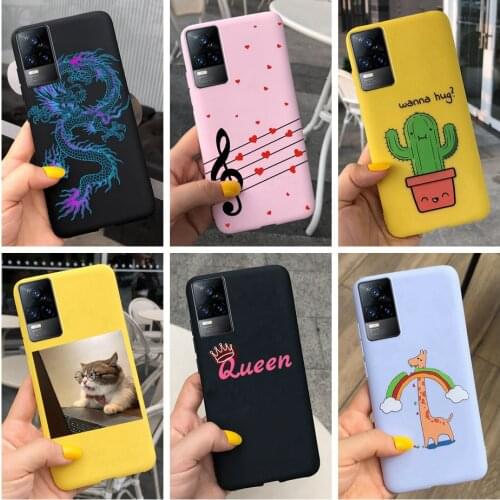 For Vivo V21e Case V2061 Lovely Dragon Cactus Painted Slim Soft Phone Back Cover For Vivo V21e 5G V2055 V 21e 6.44" Bumper Funda