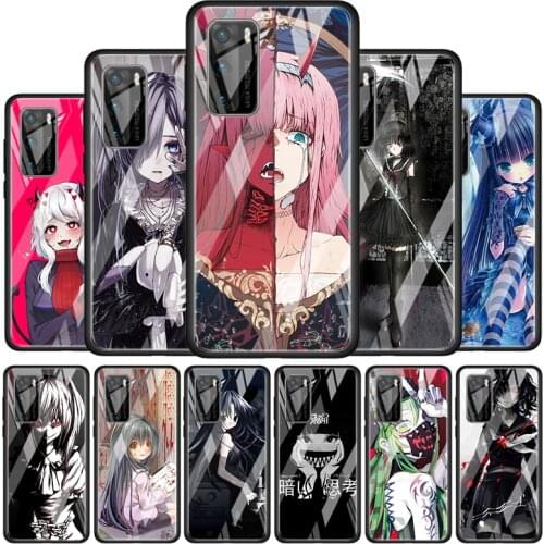 Dark Anime Girl Tempered Glass Cover For P40 P30 P20 P10 P Smart Z Pro Plus Lite 2019 2020 2021 Phone Case Coque