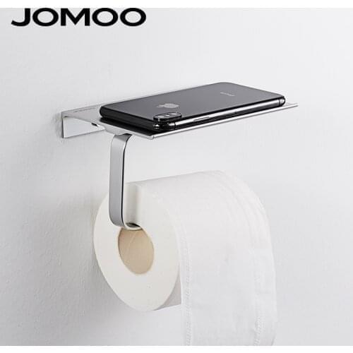 JOMOO Toilet Paper Holder, Wall Mounted / Self-Adhesive Rust-Resistant Aluminum Bathroom Toilet Paper Holder with Phone Holder