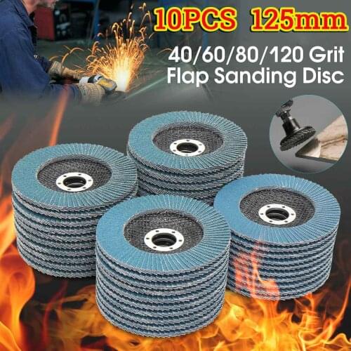 10PCS 125mm Professional Flap Discs 5 Inch Sanding Discs 40/60/80/120 Grit Grinding Wheels Blades For Angle Grinder