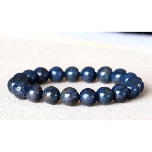 Genuine Natural Dark Blue Pietersite Namibia Stretch Mens Bracelet Round Beads 10mm