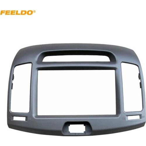 FEELDO Car 2Din DVD Radio Fascia Frame for Hyundai Elantra 2006-2011(Korean Type,LHD) Stereo Face Panel Trim Kit #HQ5151