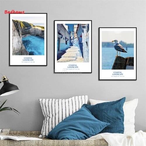 Living Room Decoration Paintings Nordic Mediterranean Style Study Room Living Room Scenery Blue Seascape Painting