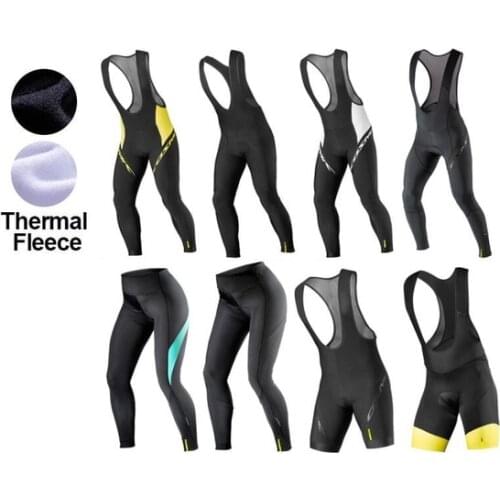 2021 19D Padded Coolmax Gel pro team black Winter Thermal Long Cycling Bib Pants Fleece MTB Bike Bicycle Racing Bib Shorts