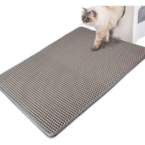 Pet Cat Litter Mat Eva Double Layer Cat Pads Smooth Surface Upper Through Hole Lower Layer Waterproof Design To Cats House Clean