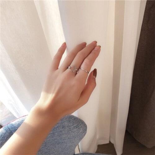 Minimalist Zircon Moon Star Open Ring Simple Personality Jewelry Girl Gift New Design