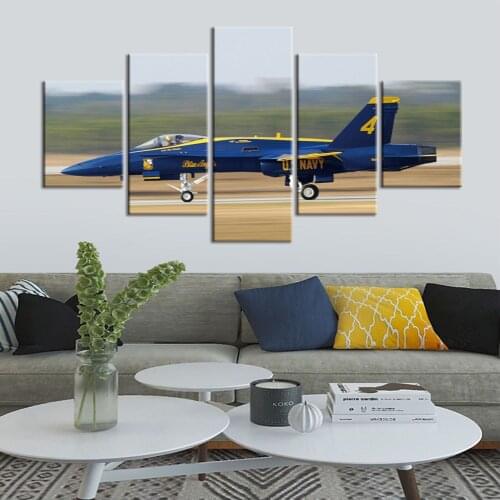 Home Decor Fighter Modular Canvas Paintings Aircraft Modern Printed 5 Panel Poster Wall Art For Living Room Framework