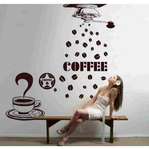 Coffee Shop Wall Decal Cafes Milk Tea Bakey Cake Wall Art Sticker Decal DIY Home Decoration Mural Decor Coffee Glass Sticker