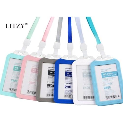 Solid Color Exhibition Cards ID Badge Holder Name Tag Staff Business Hard Shell Card Cover School Office Stationery Supplies