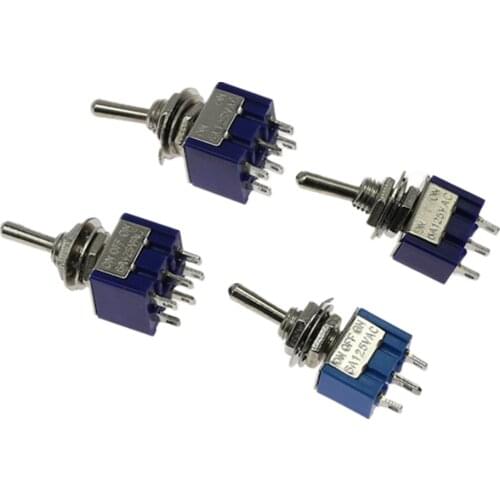 5Pcs Toggle Switch ON-OFF/ON-OFF-ON 3/6 Pin 2/3 Position Latching MTS-102 103 202 AC 125V/6A 250V/3A Power Button Switch Car