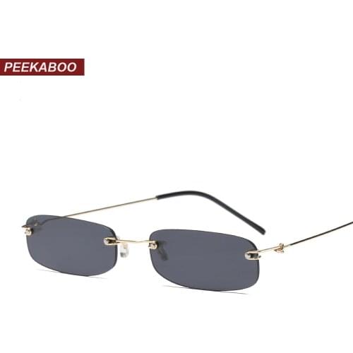 Peekaboo narrow sunglasses men rimless summer 2018 red blue black rectangular sun glasses for women small face hot selling