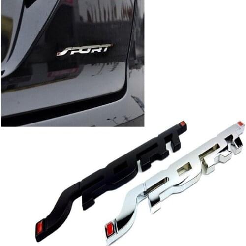 Sports Emblem Trunk Fender Badge Sticker Car Metal 3D Logo Sticker Black Silver