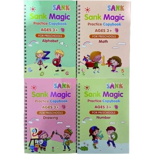 4 Pcs English Numbers Learning Painting Practice Art Book Baby Copybook For Calligraphy Writing Kids English Lettering Toy