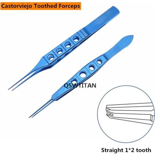 1pc Titanium castroviejo Straight Toothed Forcep 105mm ophthalmic eye instrument