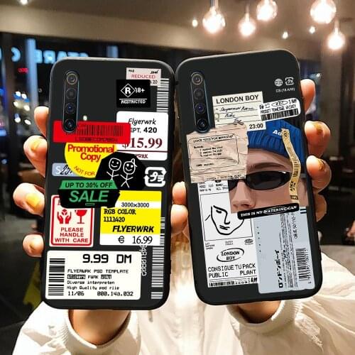 For Oppo Realme XT X2 3 5 5i 6 7 X7 Pro Case Retro Bar Code Label Soft Silicon Phone Case on Realme C3 C2 C11 C12 C15 C17 Cover