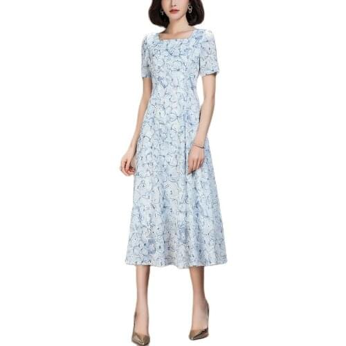 Eorish 2021 Summer New Arrive Casual Square Collar Short Sleeve A Line Floral Jacquard Dress Woman