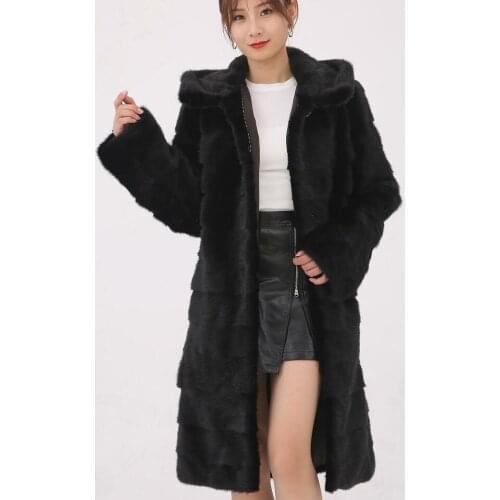 Winter 100% real mink coat full leather coat popular style Russian womens natural fur jacket with hood