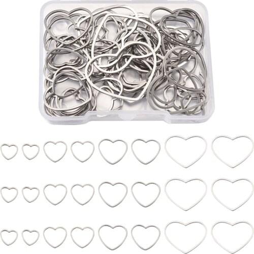 1Box Hollow Heart Charms Pendants Stainless Steel Linking Ring For DIY Earring Bracelet Necklace Jewelry Making Accessories