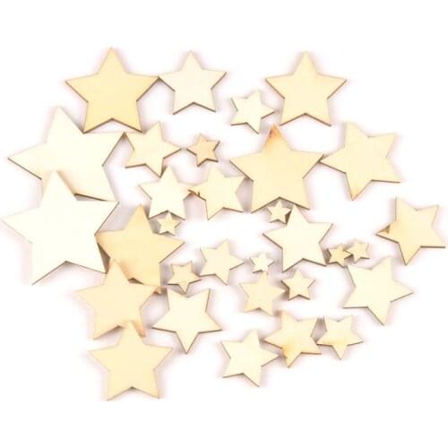 10-80mm Wooden mixed Star For Arts Scrapbooking Embellishments Crafts DIY handicraft Decoration Wedding Decor MT1982