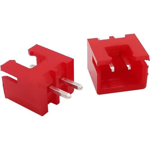 100Pcs Red Nylon XH2.54 2Pin Wire Connector 2.54mm Pitch Male Straight Needle PCB Terminal Kit for Automotive Electronic Circuit