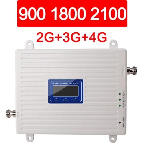 2g 3g 4g Signal Booster Amplifier GSM 900 DCS 1800 WCDMA 2100 MHz Communication Repeater B8 B3 B1 4G LTE Tri-Band Booster 70 dB